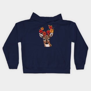 Floral Deer Kids Hoodie